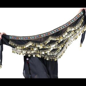 Black gold coin belly dancing belt